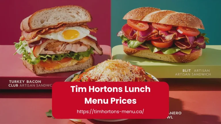 Tim Hortons Pizza Menu with Prices 2025 (January)