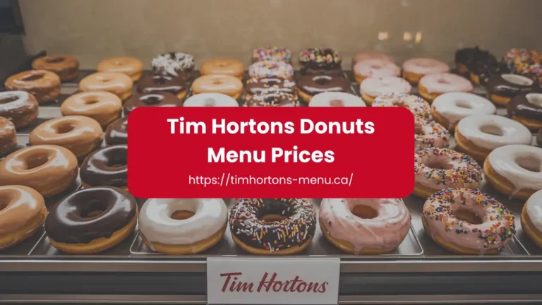 Tim Hortons Donuts Menu with Prices